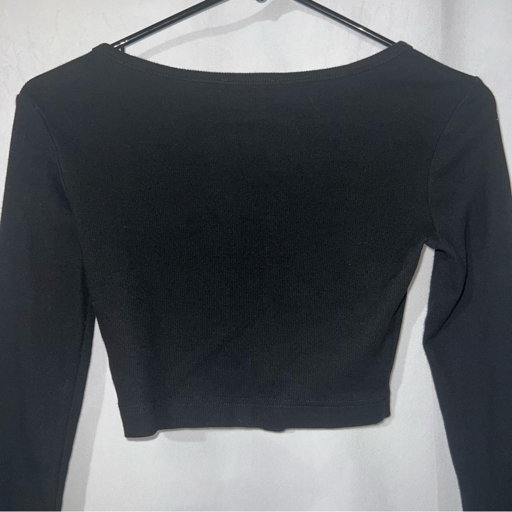 Fensace Womens Button Down Long Sleeve Crop Top Basic Knit Slim Fit Size XS - Picture 6 of 10